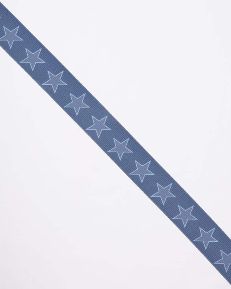 Elastik, blå m. stjerner - 35 mm -