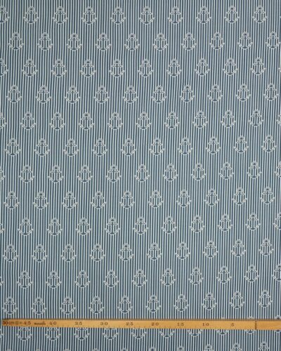 Blå/hvide anker og striber - Boligtekstil