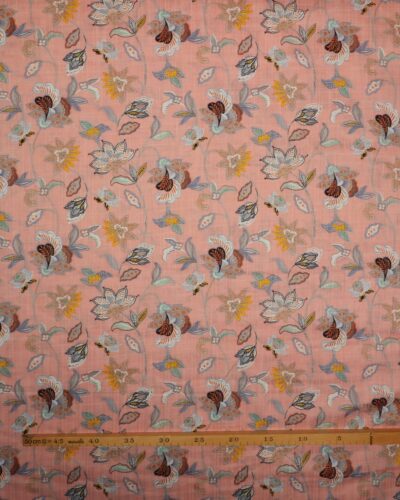 Lyserød med blomster - Bomuld/viskose