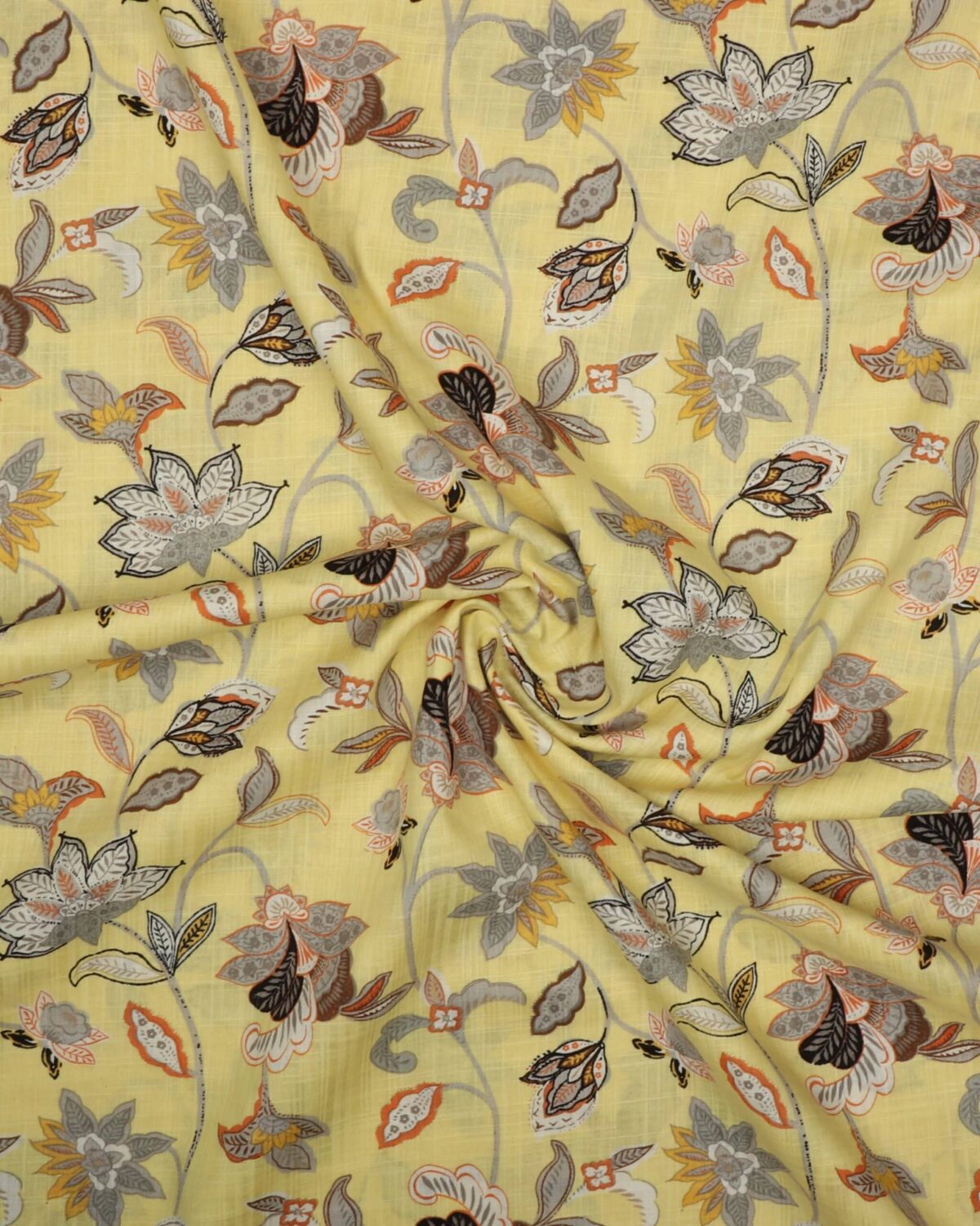Lys gul med blomster - Bomuld/viskose - Image 2