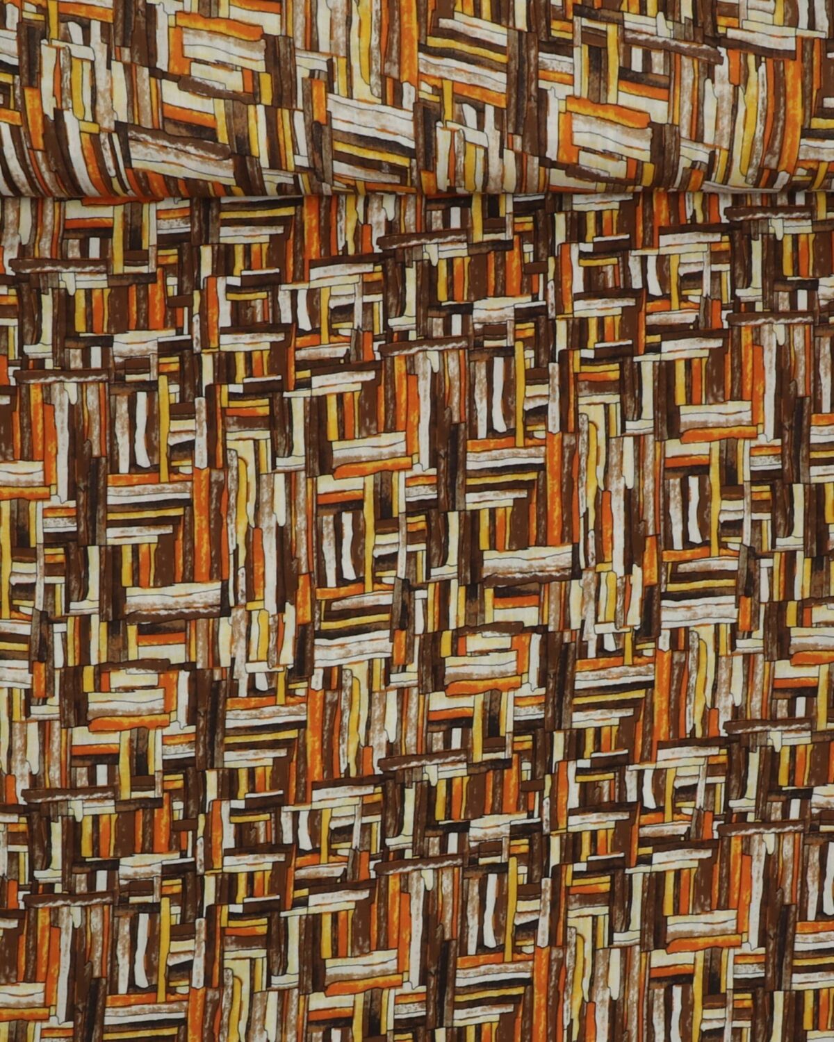 Mønster m. brun/orange/gul/offwhite - Crepe viskose