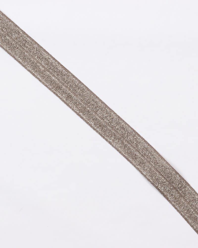 Lysbrun/sølv foldeelastik - 10 mm -