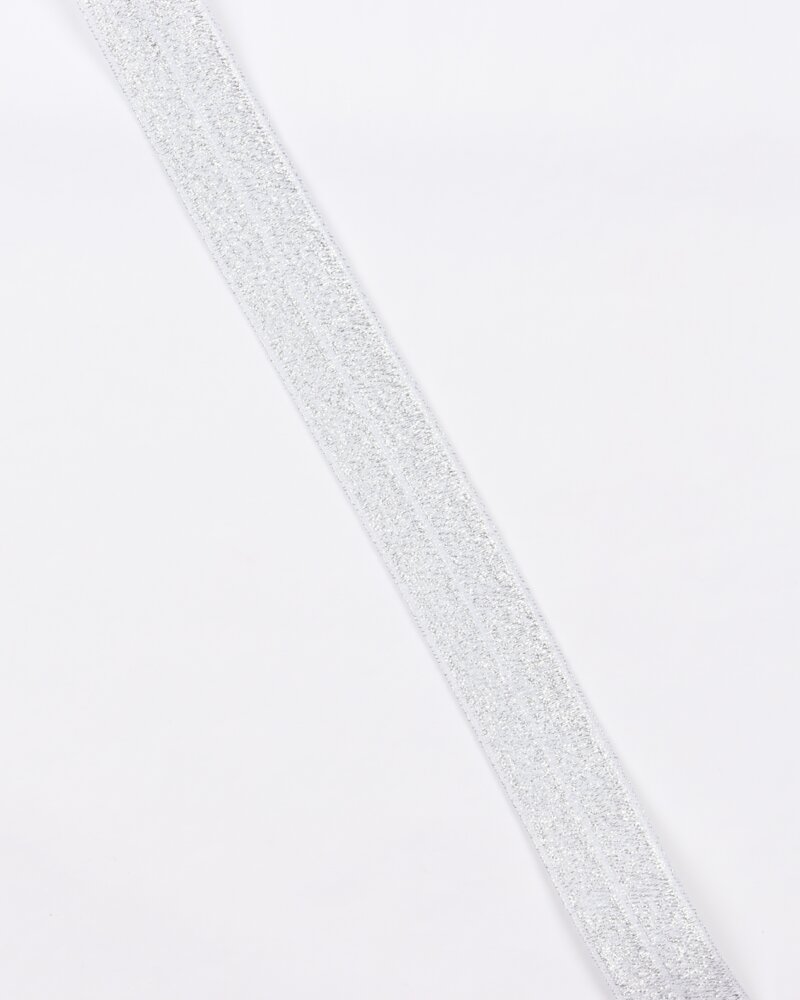 Hvid/sølv foldeelastik - 10 mm -