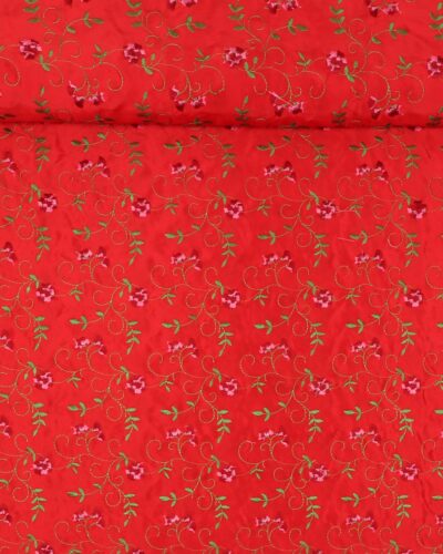 Rød med broderet blomster - Polyester