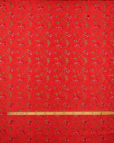 Rød med broderet blomster - Polyester