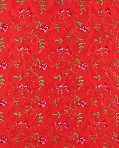 Rød med broderet blomster - Polyester