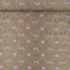Grågrøn med broderet blomster - Polyester