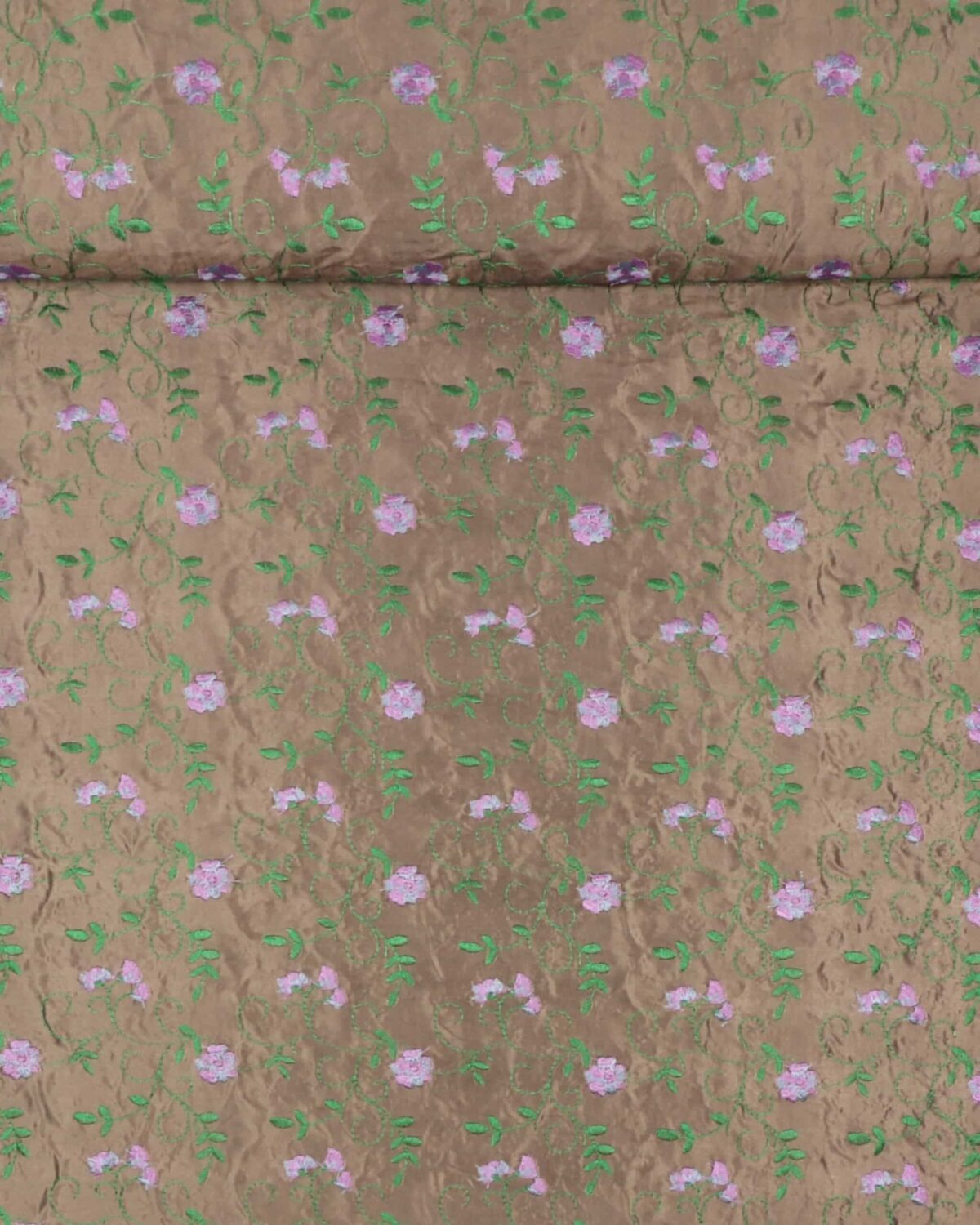 Grågrøn med broderet blomster - Polyester