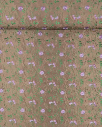 Grågrøn med broderet blomster - Polyester