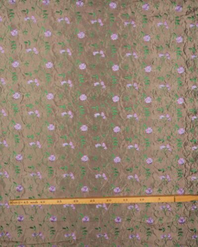 Grågrøn med broderet blomster - Polyester