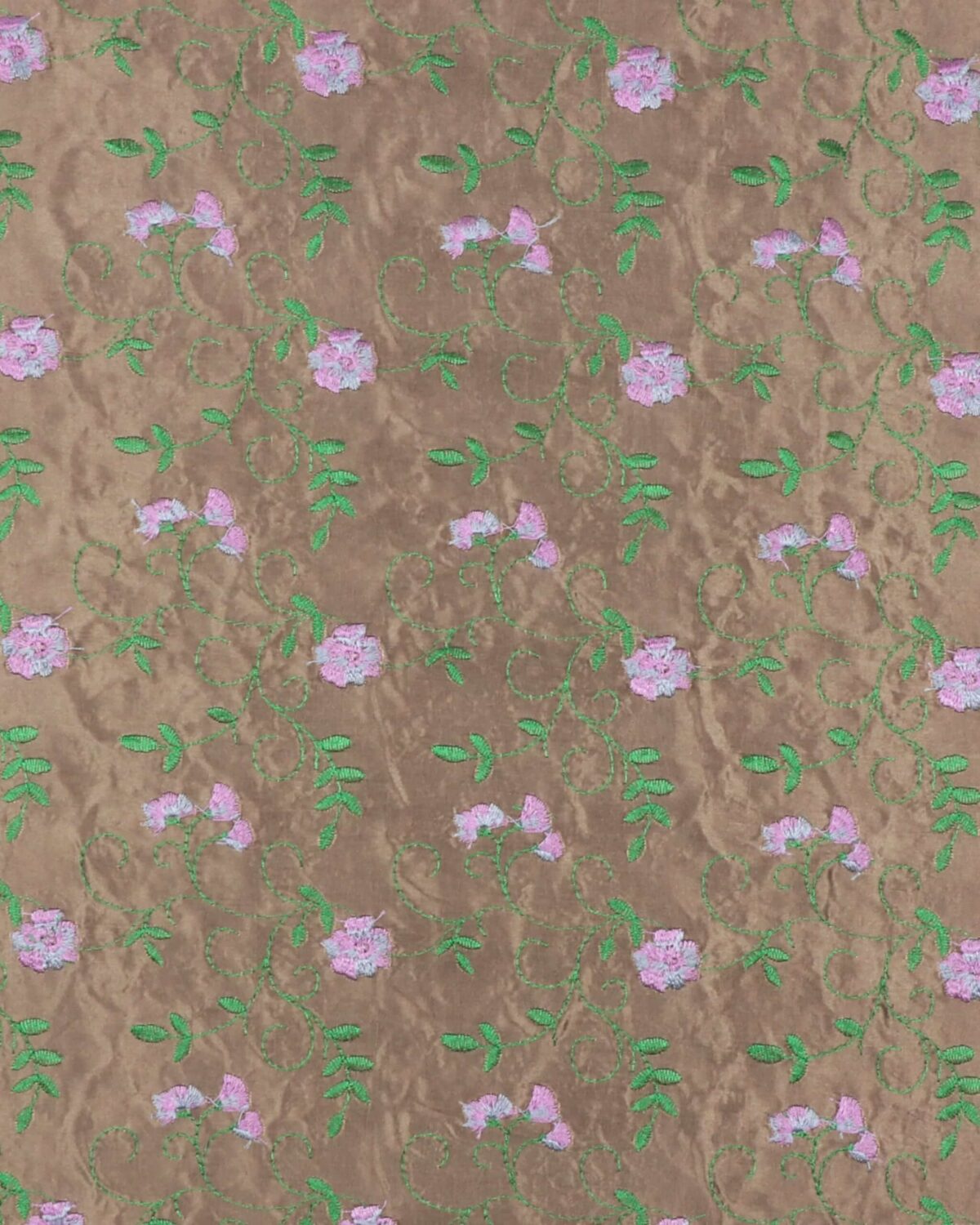 Grågrøn med broderet blomster - Polyester - Billede 3