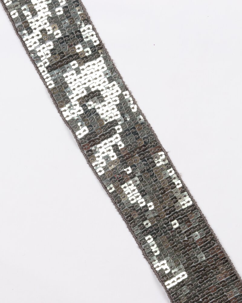 Grå/sølv - Palietbånd 45 mm -