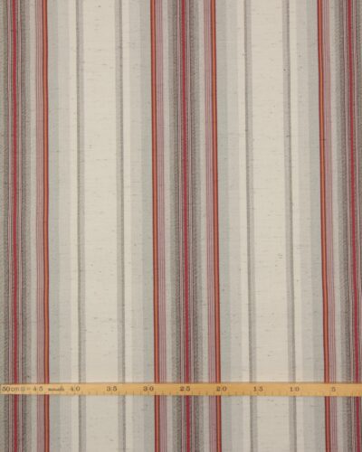 Hvid bund med tweed og multifarvede striber - Markisestof