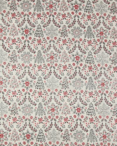 Grå og røde isblomster og kristtjørn m. sølvkant - Patchwork