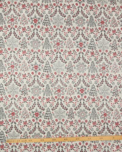 Grå og røde isblomster og kristtjørn m. sølvkant - Patchwork