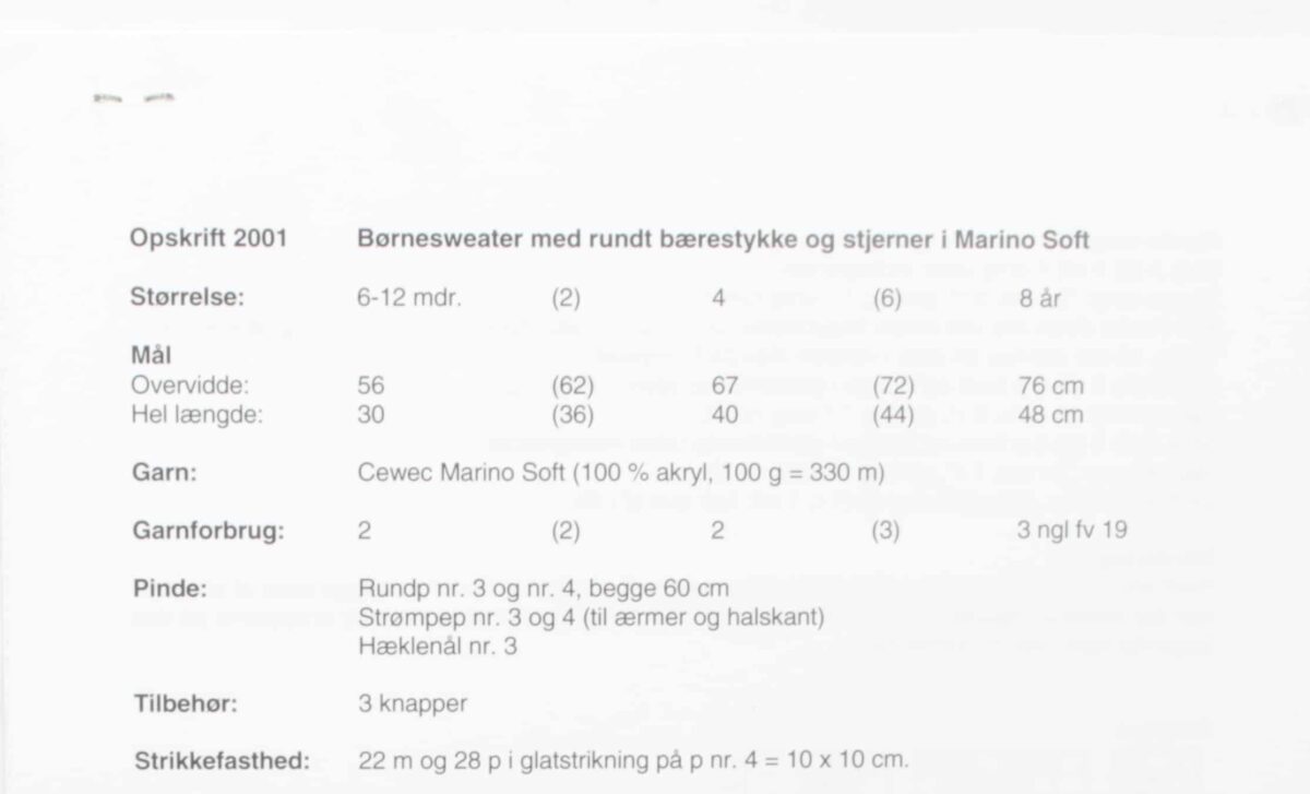 Børnesweater med rundt bærestykke, 2001 - str. 6 mdr. - 8 år - Billede 2