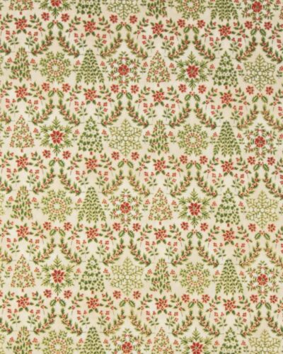 Grønne og røde isblomster og kristtjørn m. guldkant - Patchwork