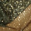 Grøn med folietrykte guldstjerner - Organza - Info mangler