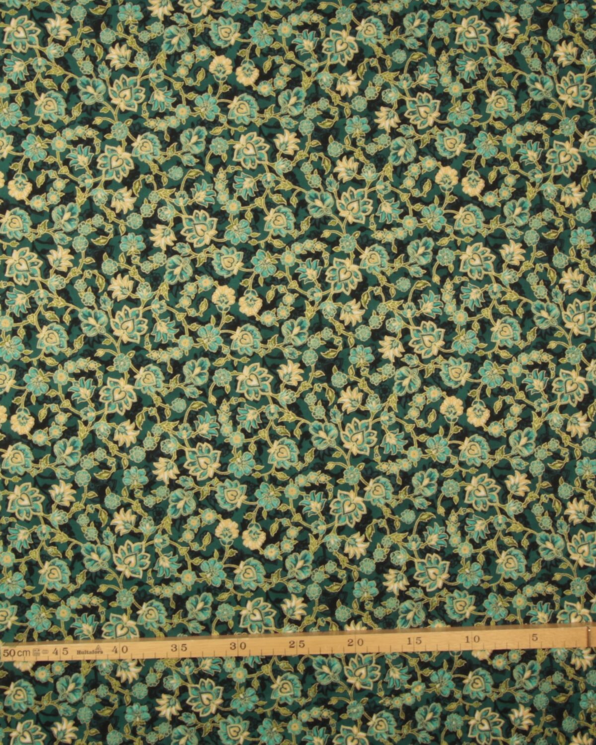 Jeweled Leaves, petrol mønster m. guldkant - Patchwork - Billede 3