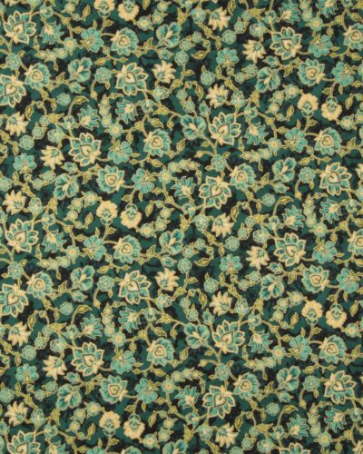 Jeweled Leaves, petrol mønster m. guldkant - Patchwork
