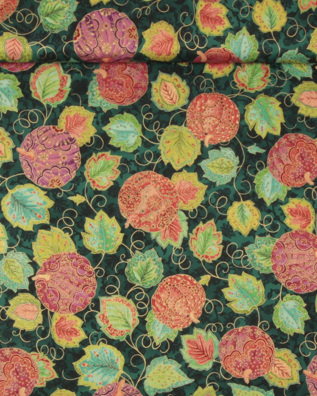 Jeweled Leaves, blade og frugt m. guldkant - Patchwork