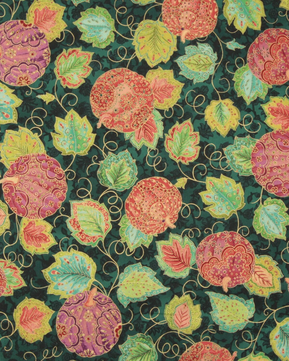 Jeweled Leaves, blade og frugt m. guldkant - Patchwork - Image 2