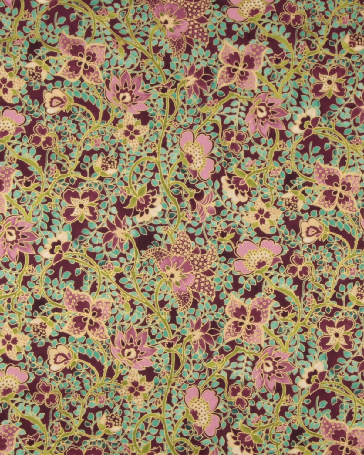 Jeweled Leaves, blomster på stilke m. guldkant - Patchwork