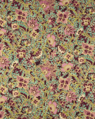 Jeweled Leaves, blomster på stilke m. guldkant - Patchwork