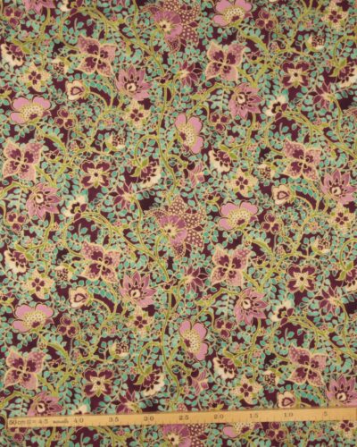 Jeweled Leaves, blomster på stilke m. guldkant - Patchwork
