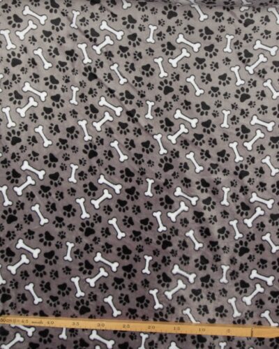 Grå med poteaftryk og gnaveben - Microfleece