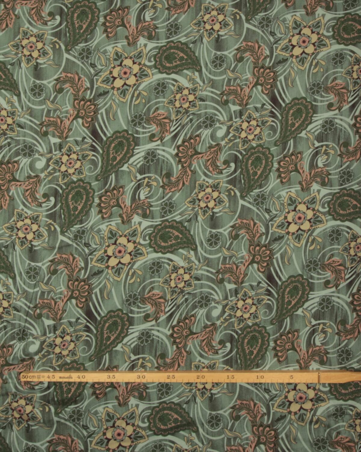 Grøn m. blomster - Viskose - Billede 3
