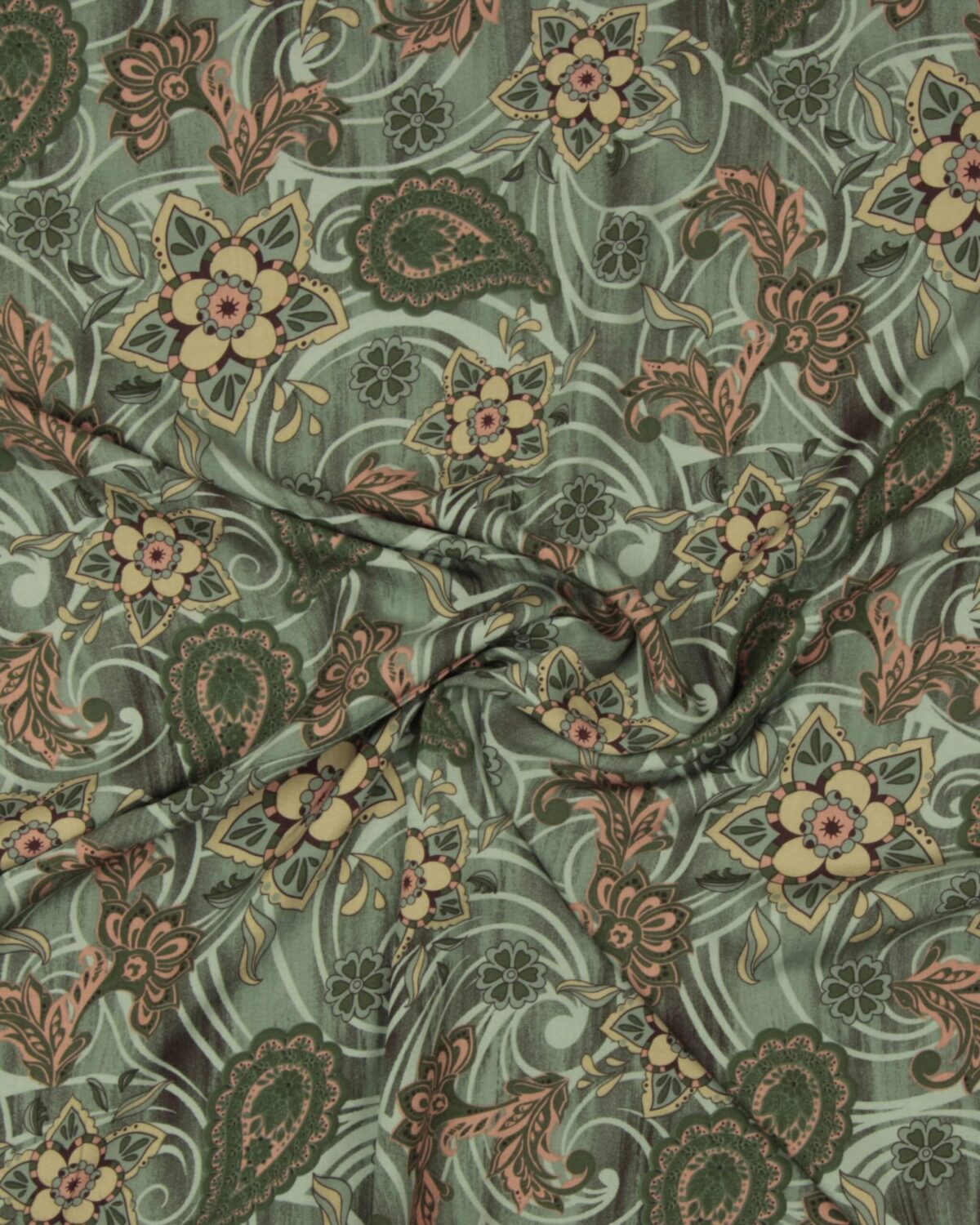 Grøn m. blomster - Viskose - Billede 2