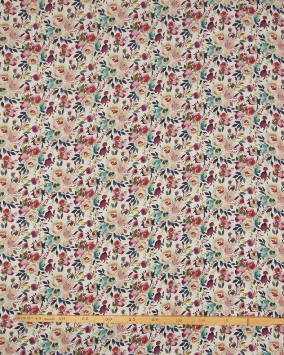 Blomster på hvid bund - Viskose - Billede 3