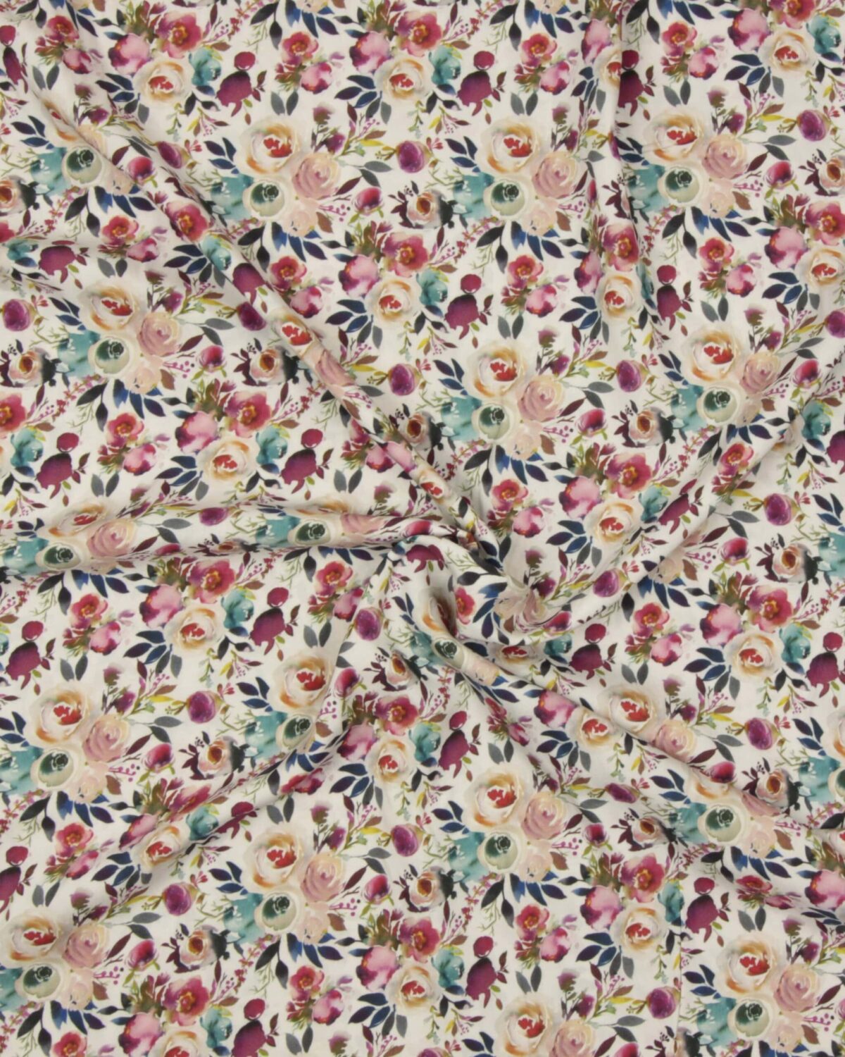 Blomster på hvid bund - Viskose - Billede 2