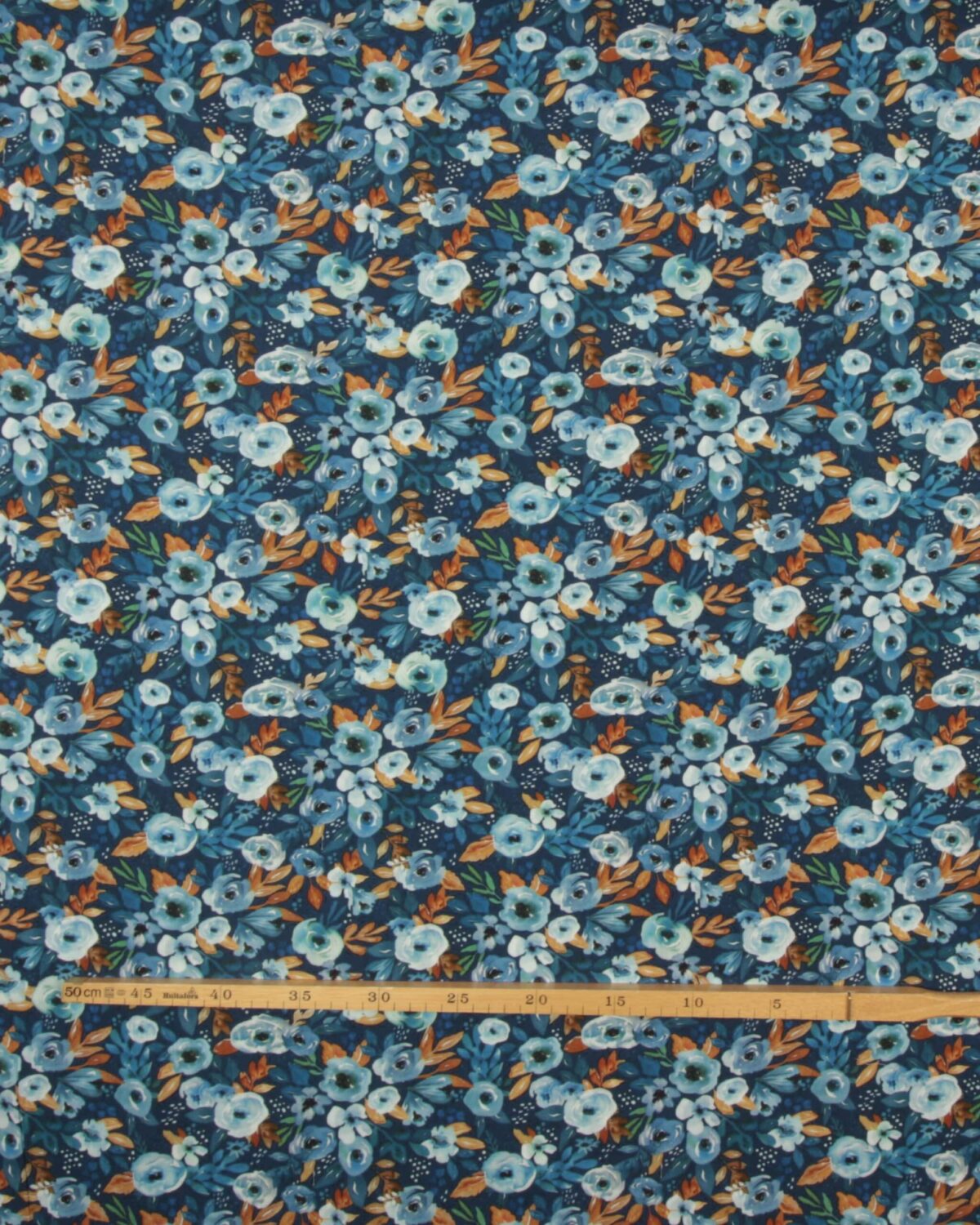 Blomster på blå bund - Viskose - Billede 3