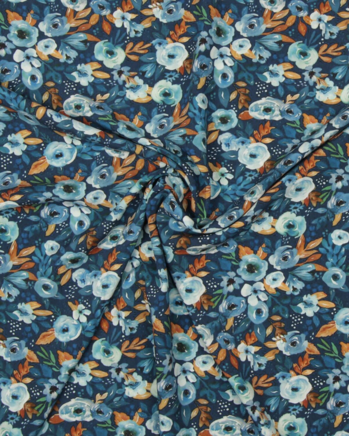 Blomster på blå bund - Viskose - Billede 2
