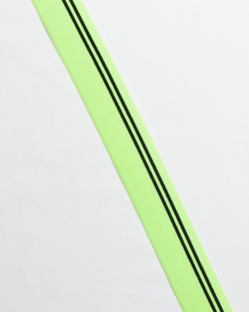 Neongrøn m. sort - 30 mm blød elastik -