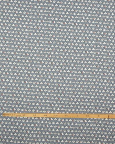 Papirsbåde på jeansblå bund - Double Gauze/musselin stof