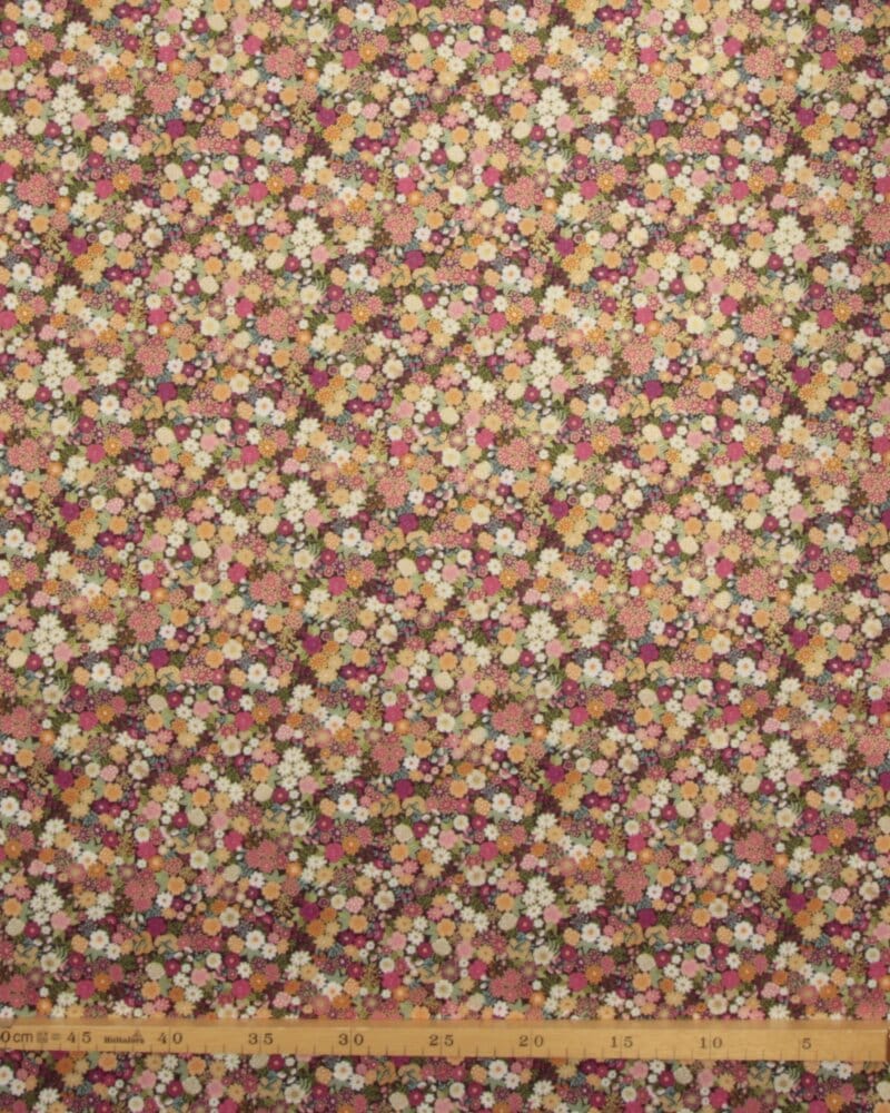 Småblomstret med guldkant, rød/pink - Patchwork