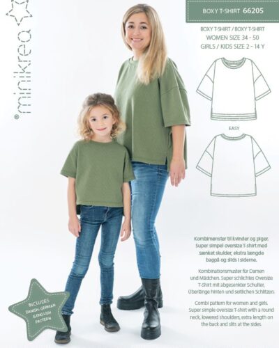 Boxy T-shirt, str. 2-14 år / 34-50 - Minikrea 66205