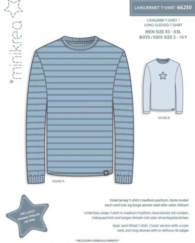 Langærmet T-shirt, str. 1½-14 år / XS-XXL - Minikrea 66230