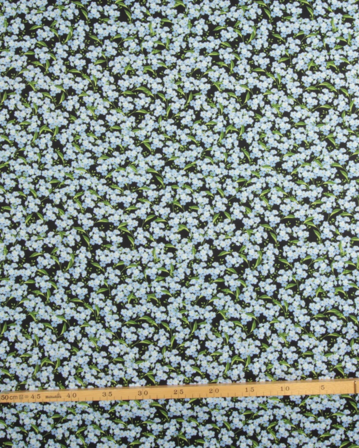 Blå blomster på sort - Patchwork - Billede 3