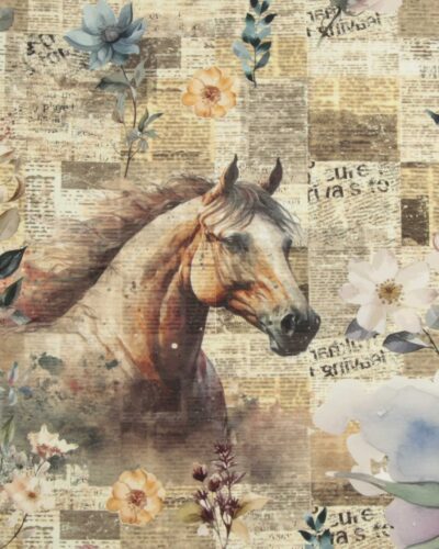 Hest og blomster på avis - Jersey 8 Hest og blomster på avis - Jersey