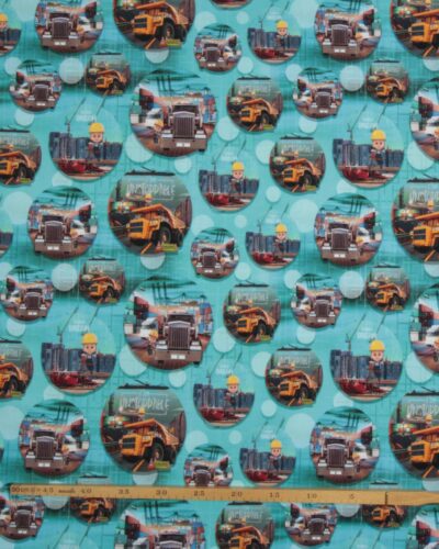 Arbejdsvogne i bobler på turkis bund - Jersey 7 Arbejdsvogne i bobler på turkis bund - Jersey