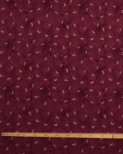 Meleret vinrød m. små guldsmede - Viskose 7 Meleret vinrød m. små guldsmede - Viskose