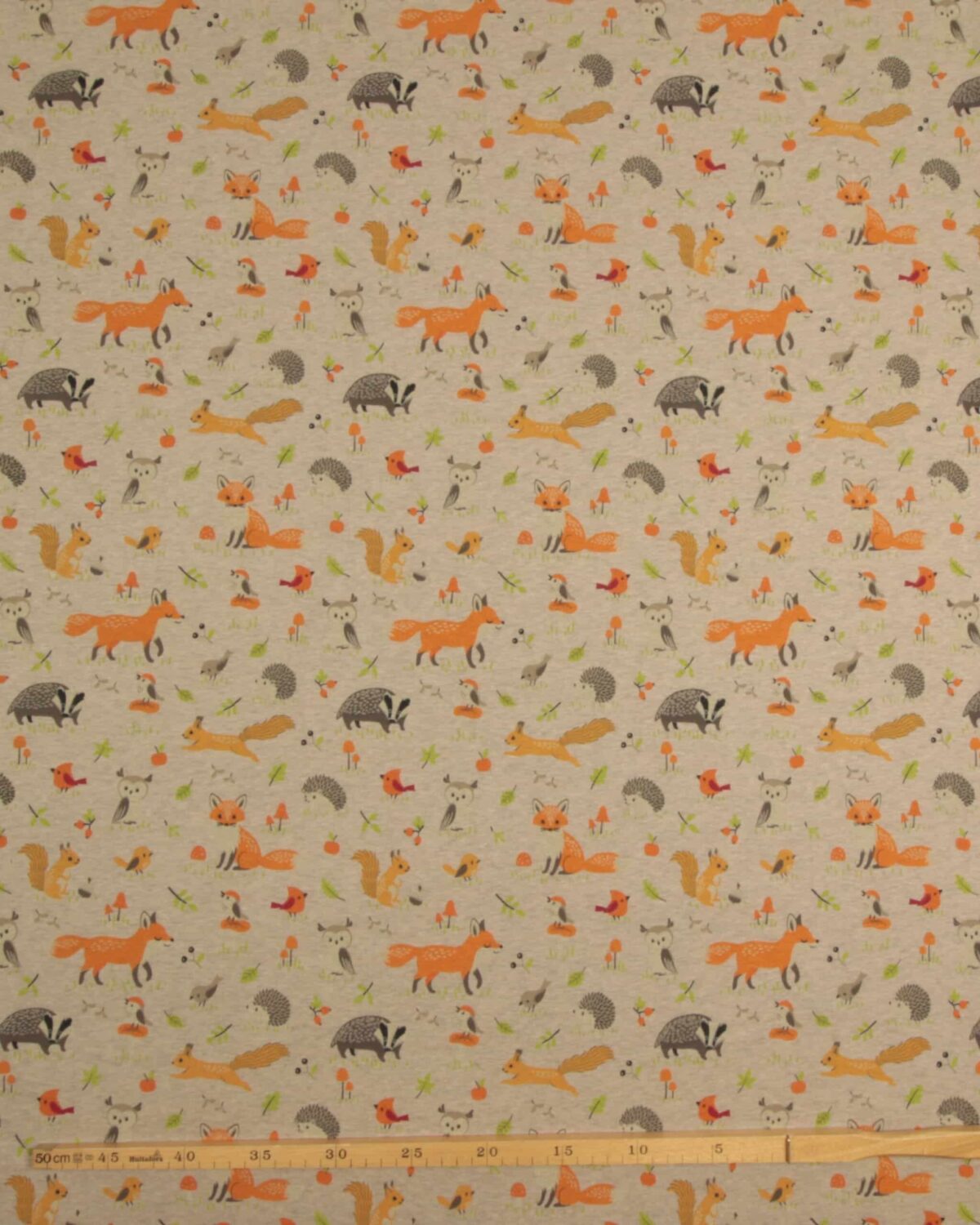 Skovens dyr på meleret beige - Isoli (alpefleece) - Billede 4
