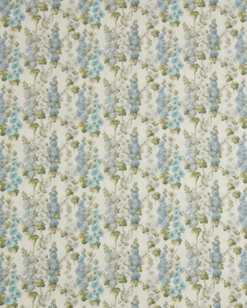 Blue Collection, hvid m. lys blå blomst (Sanderson) - Patchwork