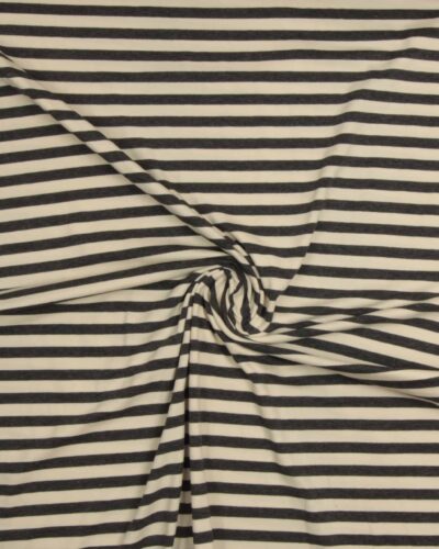 Striber, koksgrå/flødefarvet - Bomuld/polyester jersey