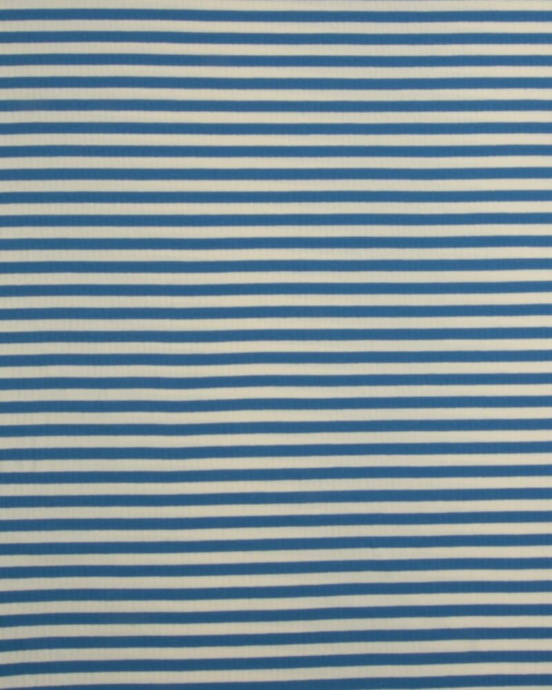 Striber i blå/flødefarvet - Bredriflet rib jersey