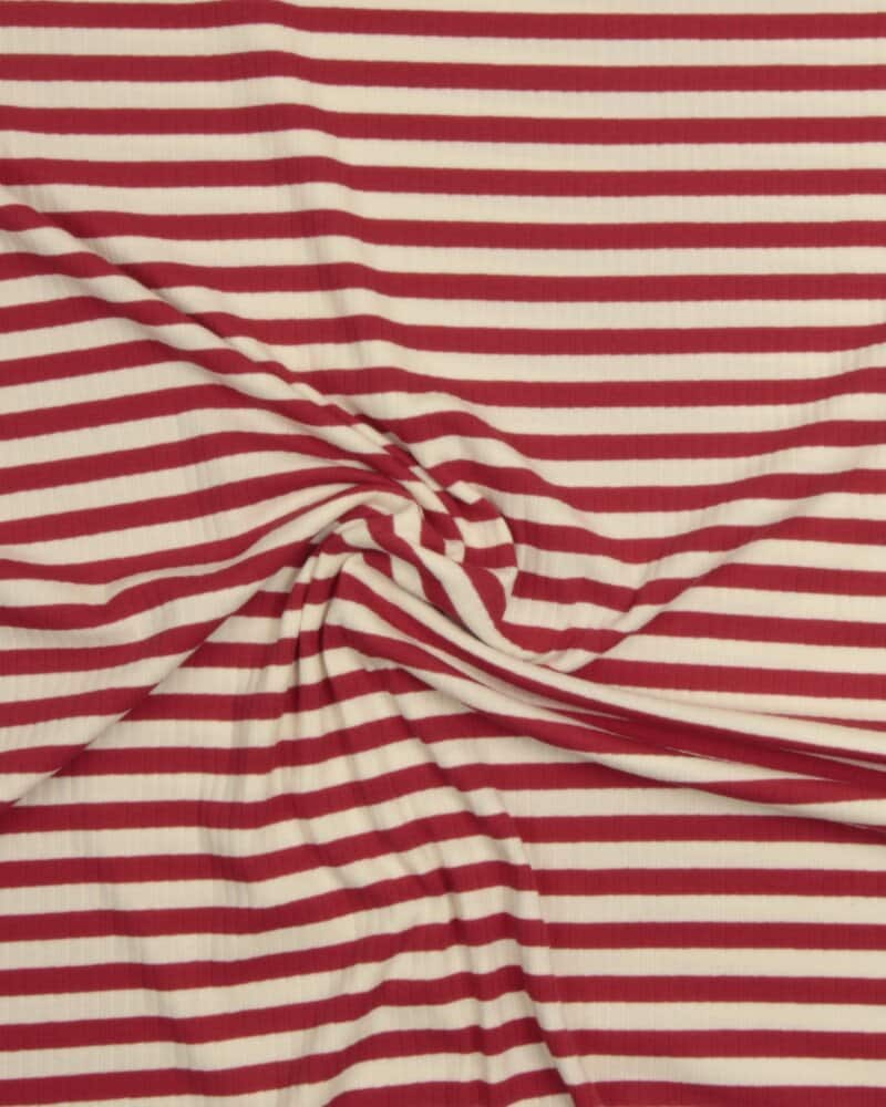 Striber i rød/offwhite - Bredriflet rib jersey - Image 2